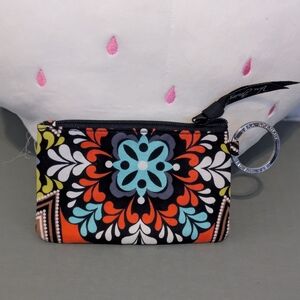 Vera Bradley Black and Orange Floral Keychain Pouch
